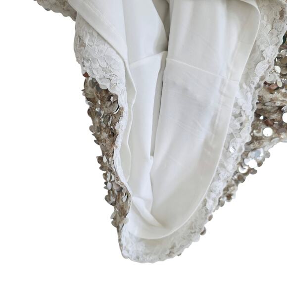 Dress The Population Viviana Silver Sequin Strapless Sheath Cocktail Dress Sz XL - Picture 6 of 14